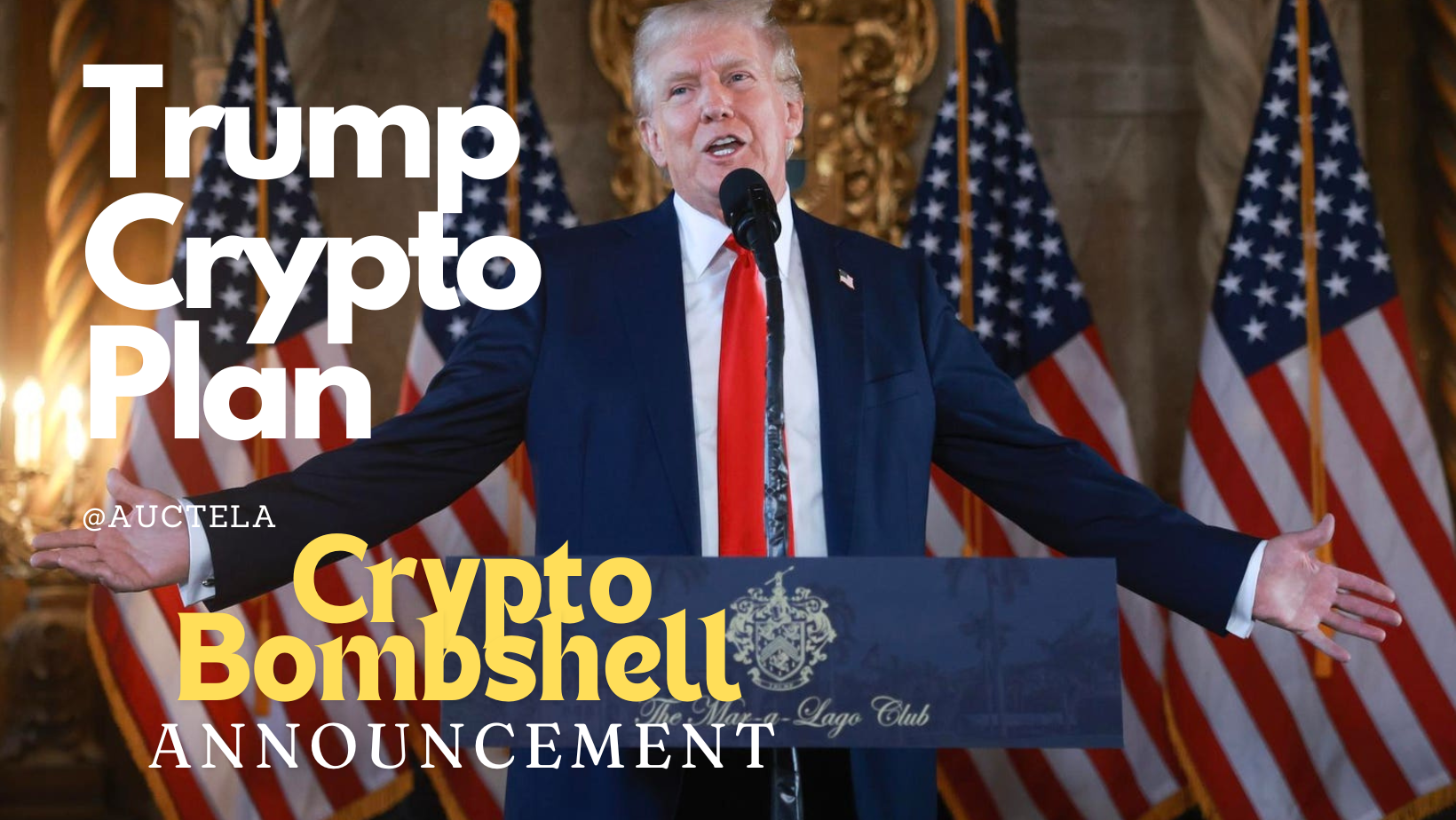 Golden Bitcoin coins stacked like a national reserve vault with an American eagle emblem in the background.